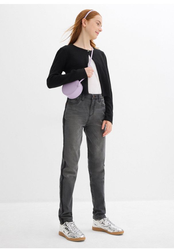 bonprix - Bolerko dzianinowe. Okazja: na co dzień. Kolor: czarny. Materiał: dzianina. Styl: casual