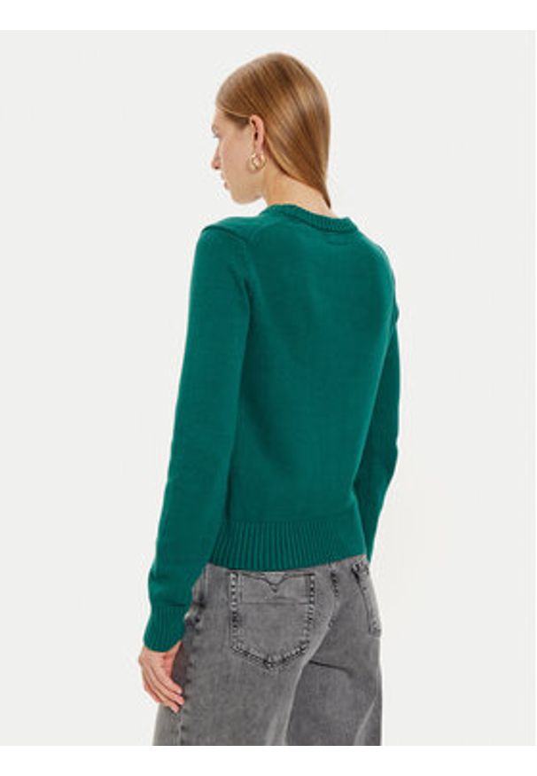 Guess Jeans Sweter W4BR10 Z3HM1 Zielony Regular Fit. Kolor: zielony. Materiał: bawełna