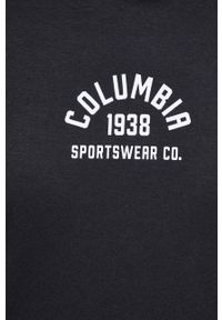 columbia - Columbia bluza damska kolor czarny z kapturem z nadrukiem. Typ kołnierza: kaptur. Kolor: czarny. Długość rękawa: długi rękaw. Długość: długie. Wzór: nadruk #5