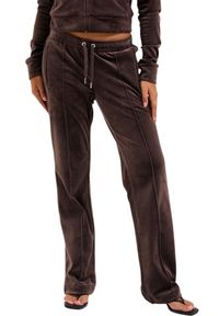 Juicy Couture - JUICY COUTURE Czekoladowe spodnie dresowe damskie z cyrkoniami Tina Outline, Rozmiar S. Kolor: brązowy. Materiał: dresówka #3