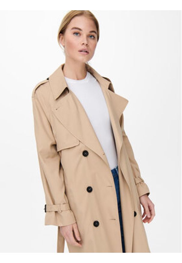 only - ONLY Trencz Chloe 15242306 Beżowy Regular Fit. Kolor: beżowy. Materiał: syntetyk