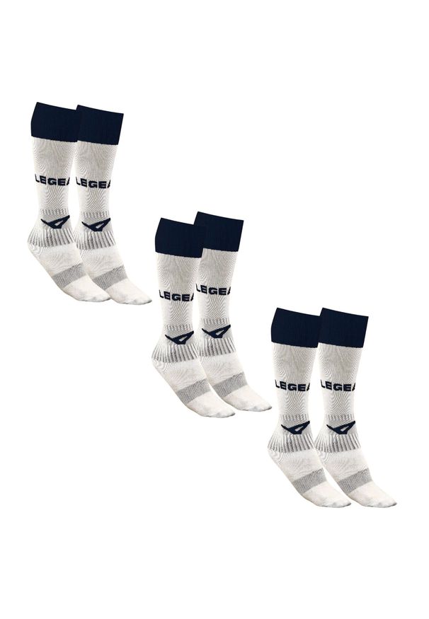 LEGEA - Skarpety piłkarskie CICLONE białe niebieskie 3 pary. Kolor: niebieski, wielokolorowy, biały. Sport: piłka nożna