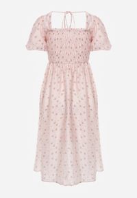 Renee - Różowa Rozkloszowana Sukienka z Tencelu w Stylu Baby Doll w Kwiatowy Print Harele. Okazja: na co dzień. Kolor: różowy. Wzór: nadruk, kwiaty. Typ sukienki: rozkloszowane. Materiał: poliester. Długość rękawa: krótki rękaw. Sezon: lato. Styl: casual. Długość: mini #5