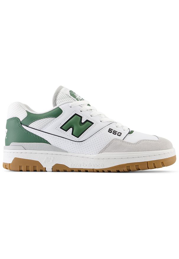 Buty unisex New Balance BB550ESB – białe. Okazja: na co dzień. Kolor: biały. Materiał: materiał, skóra, syntetyk. Szerokość cholewki: normalna