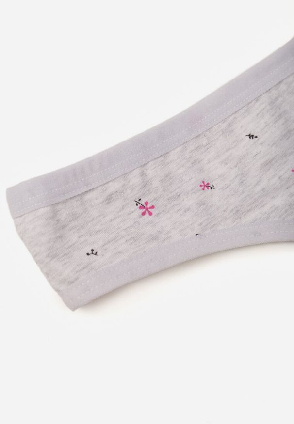 Renee - Jasnoszare Majtki Strongi z Drobnym Nadrukiem z Bawełną Clymeine. Kolor: szary. Materiał: bawełna. Wzór: nadruk