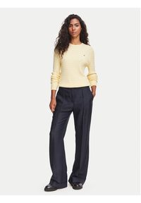 TOMMY HILFIGER - Tommy Hilfiger Sweter WW0WW44993 Żółty jasny Regular Fit. Kolor: żółty. Materiał: bawełna #5