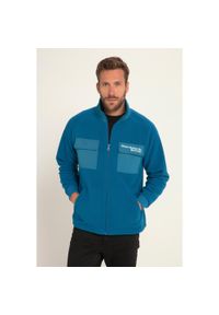 JAY-PI - Męska Kurtka polarowa outdoor stójka kieszenie na piersi. Typ kołnierza: kołnierzyk stójkowy. Kolekcja: plus size. Kolor: niebieski. Materiał: poliester, materiał. Sport: outdoor