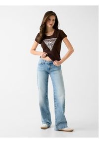 Guess T-Shirt 182454 Brązowy Classic Fit. Kolor: brązowy #3