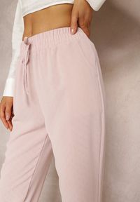 Renee - Jasnoróżowe Spodnie z Gumką w Pasie i Włóknem Bambusowym Ecili. Kolor: różowy. Materiał: włókno #5