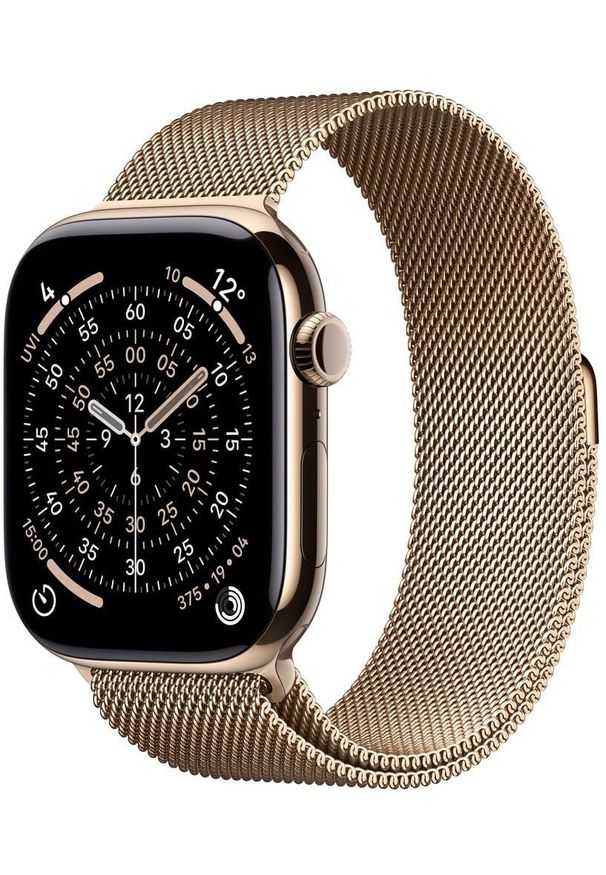 APPLE - Smartwatch Apple Watch 11 GPS + Cellular 42mm Gold Titanium Milanese Loop S/M Grafitowy (MF8Y4ZR/A). Rodzaj zegarka: smartwatch. Kolor: szary