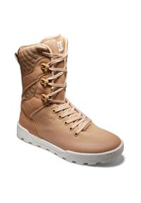 Buty DC Shoes Nadene High Leg Leather Lace-up, Kobiety. Kolor: beżowy. Materiał: materiał, skóra