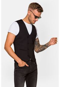 Lancerto - Kamizelka Czarna Capri. Typ kołnierza: golf. Kolor: czarny. Materiał: elastan, nylon, jeans, wiskoza, materiał, poliester, tkanina. Wzór: kolorowy #1