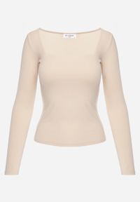 Born2be - Jasnobeżowa Elastyczna Bluzka z Kwadratowym Dekoltem z Wiskozą Doriore. Okazja: na co dzień. Typ kołnierza: dekolt kwadratowy. Kolor: beżowy. Materiał: wiskoza. Styl: elegancki, klasyczny, casual #6
