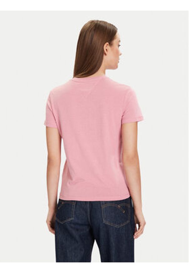 Tommy Jeans T-Shirt Linear DW0DW21964 Różowy Regular Fit. Kolor: różowy. Materiał: bawełna
