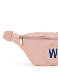 Wittchen - Damska torebka nerka z wyszywanym logo. Kolor: różowy. Materiał: skóra ekologiczna. Wzór: napisy, aplikacja #3