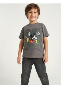 Sinsay - Bawełniana koszulka z nadrukiem Mickey Mouse - szary. Kolor: szary. Materiał: bawełna. Wzór: motyw z bajki, nadruk #1