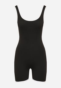 Born2be - Czarny Kombinezon w Sportowym Stylu z Efektem Push Up i Ozdobną Lamówką Lunarella. Okazja: na co dzień. Kolor: czarny. Materiał: jeans. Długość rękawa: na ramiączkach. Styl: sportowy #7