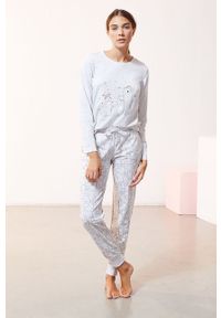 Etam - Komplet piżamowy 3-częściowy OANA. Kolor: biały. Materiał: bawełna, poliester, dzianina. Długość: długie. Wzór: gładki #1