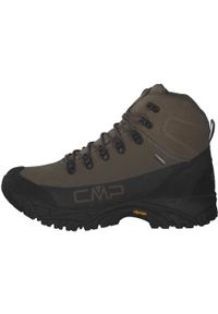 Buty trekkingowe męskie CMP Dhenieb. Wysokość cholewki: za kostkę. Zapięcie: sznurówki. Kolor: wielokolorowy, czarny, brązowy. Materiał: materiał, zamsz, skóra. Szerokość cholewki: normalna. Sport: turystyka piesza