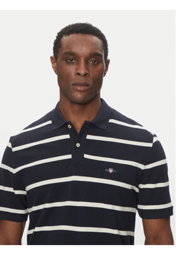 GANT - Gant Polo 2014022 Granatowy Regular Fit. Typ kołnierza: polo. Kolor: niebieski. Materiał: bawełna
