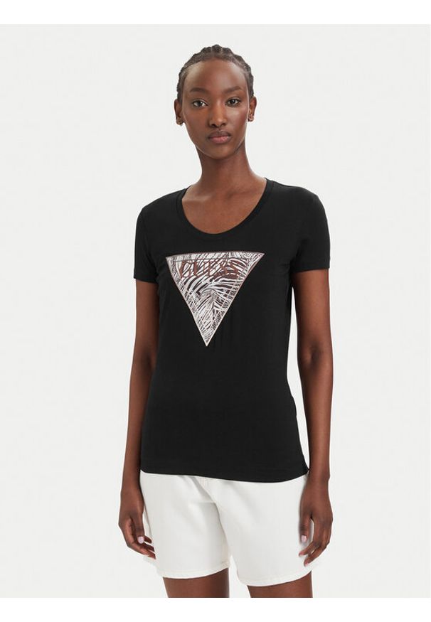 Guess T-Shirt W6GI19 K3042 Czarny Regular Fit. Kolor: czarny. Materiał: bawełna