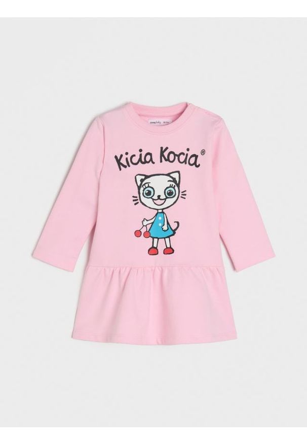 Sinsay - Sukienka Kicia Kocia - różowy. Kolor: różowy. Wzór: nadruk
