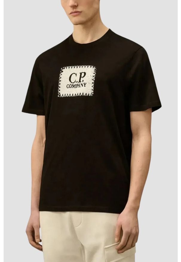 C.P. Company - C.P. COMPANY Czarny męski t-shirt, Rozmiar L. Kolor: czarny