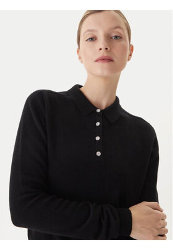 KAOS Sweter RI1KT019 Czarny Regular Fit. Kolor: czarny. Materiał: wełna