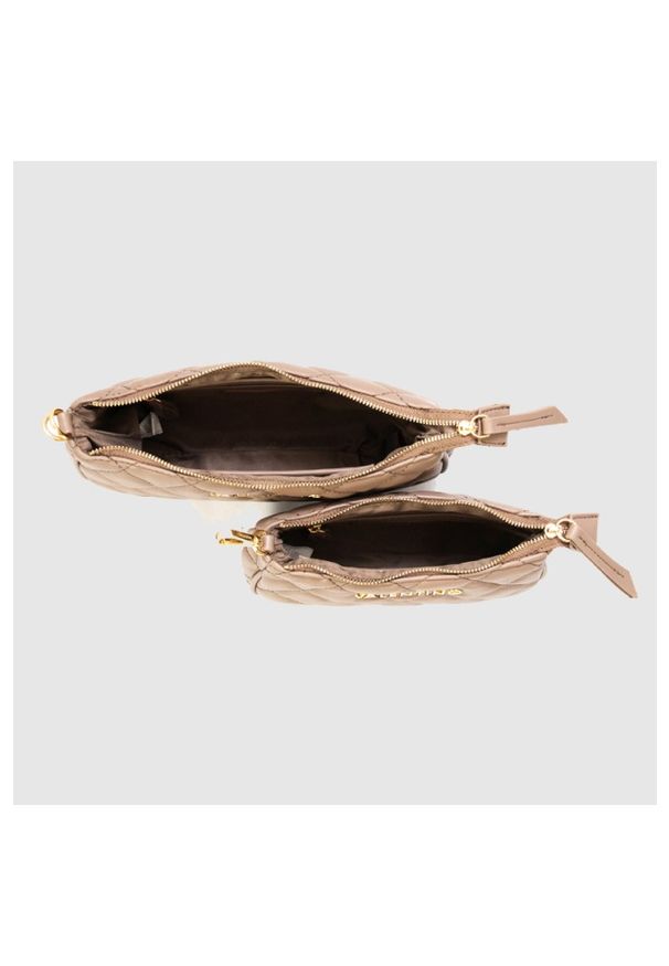 Valentino by Mario Valentino - VALENTINO Podwójna torebka ocarina crossbody w kolorze taupe. Kolor: beżowy. Materiał: skórzane