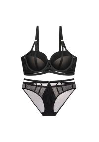 Intica - Biustonosz push-up z figami na co dzień i specjalne okazje Priscella. Kolor: czarny. Materiał: materiał, skóra