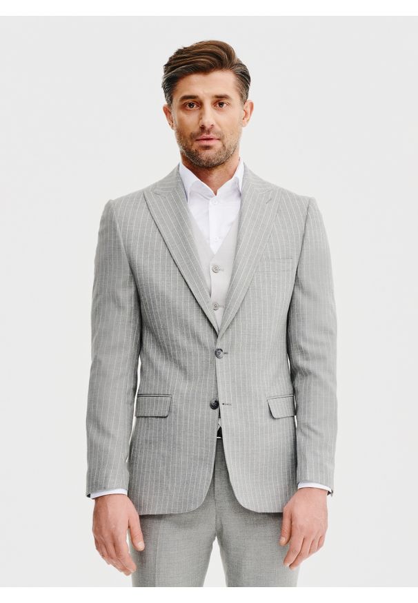 Pako Lorente - PAKO LORENTE - Marynarka garniturowa w prążek. Materiał: poliester, elastan, wiskoza. Wzór: prążki. Styl: młodzieżowy