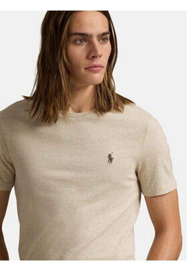 Polo Ralph Lauren T-Shirt 710671438203 Beżowy Slim Fit. Typ kołnierza: polo. Kolor: beżowy. Materiał: bawełna