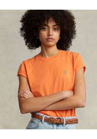 Ralph Lauren - RALPH LAUREN - Pomarańczowy t-shirt z logo. Kolor: pomarańczowy. Materiał: bawełna. Styl: klasyczny