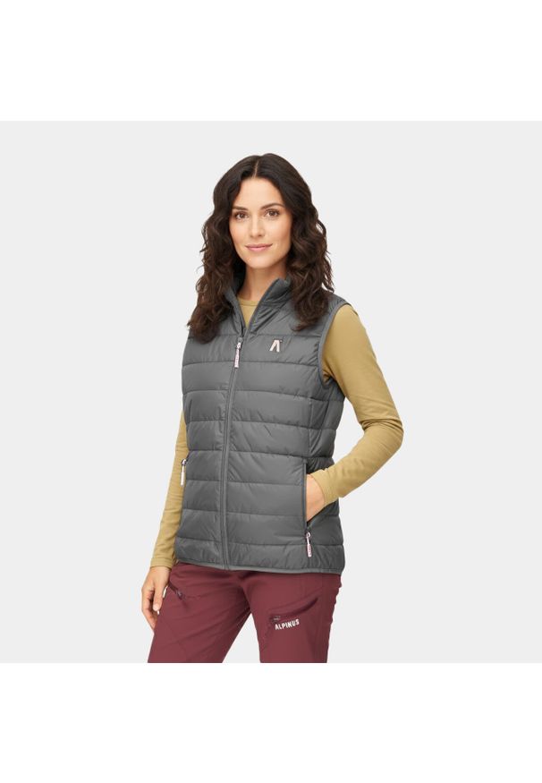 Kamizelka trekkingowa damska Alpinus Monza. Kolor: szary. Sport: turystyka piesza