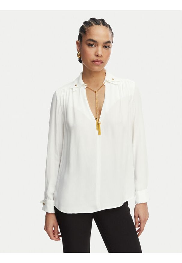 Elisabetta Franchi Bluzka CA-159-62E2-V400 Biały Regular Fit. Kolor: biały. Materiał: wiskoza