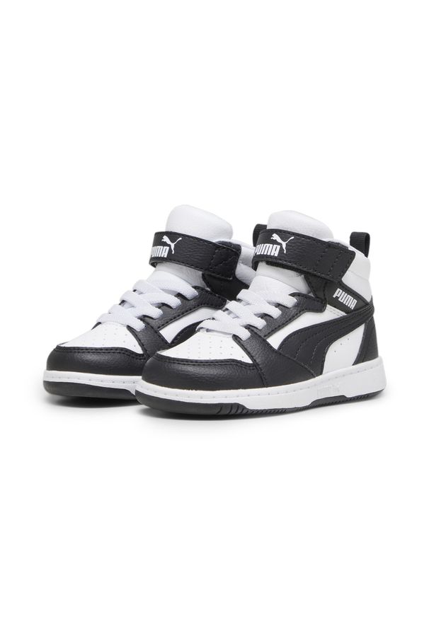 Puma - Buty do chodzenia dla dzieci PUMA Rebound V6 Mid. Kolor: czarny, szary, biały, wielokolorowy. Sport: turystyka piesza