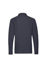 FRUIT OF THE LOOM - Męska Koszulka Polo Premium Z Długim Rękawem. Typ kołnierza: polo. Kolor: niebieski. Długość rękawa: długi rękaw. Długość: długie