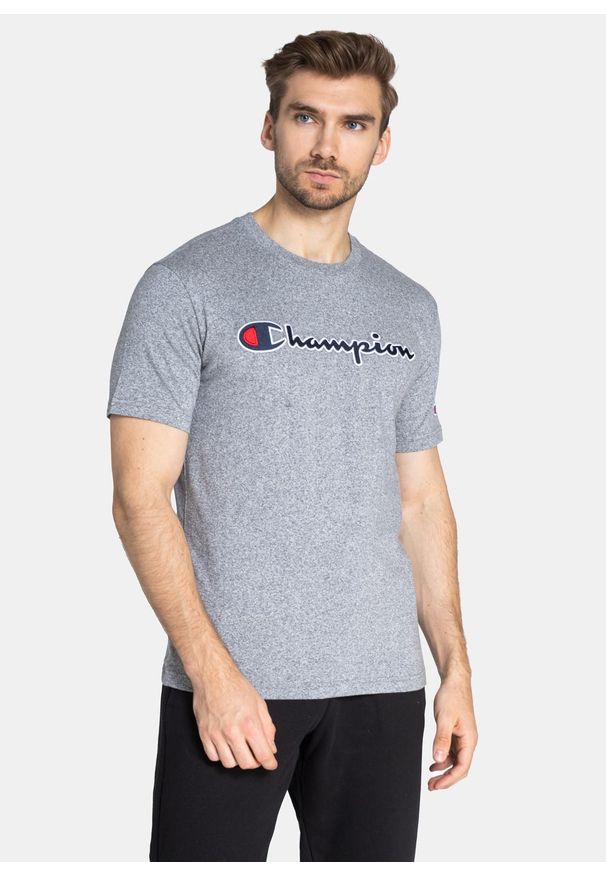 Koszulka męska Champion Organic Cotton Script Logo (216473-EM525). Kolor: szary. Materiał: materiał