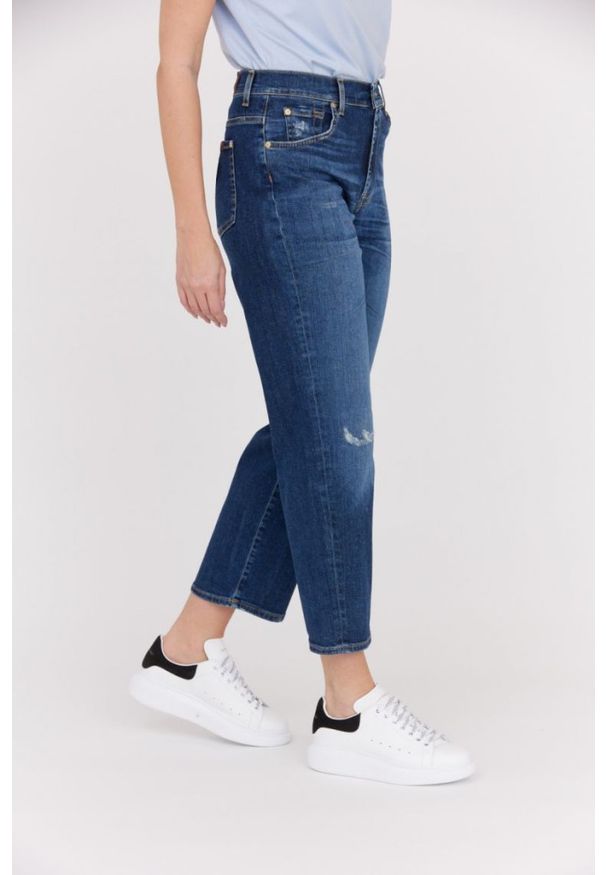 7 FOR ALL MANKIND Granatowe jeansy damskie THE MODERN STRAIGHT HERO, Rozmiar 27. Kolor: niebieski