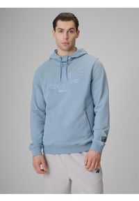 4f - 4F Bluza dresowa regular z kapturem męska - niebieska XXL. Okazja: na co dzień, na spacer. Typ kołnierza: kaptur. Kolor: niebieski. Materiał: dresówka. Styl: casual, sportowy #1