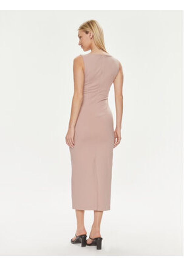 ViCOLO Sukienka codzienna TB0109 Beżowy Slim Fit. Okazja: na co dzień. Kolor: beżowy. Materiał: bawełna. Typ sukienki: proste. Styl: casual