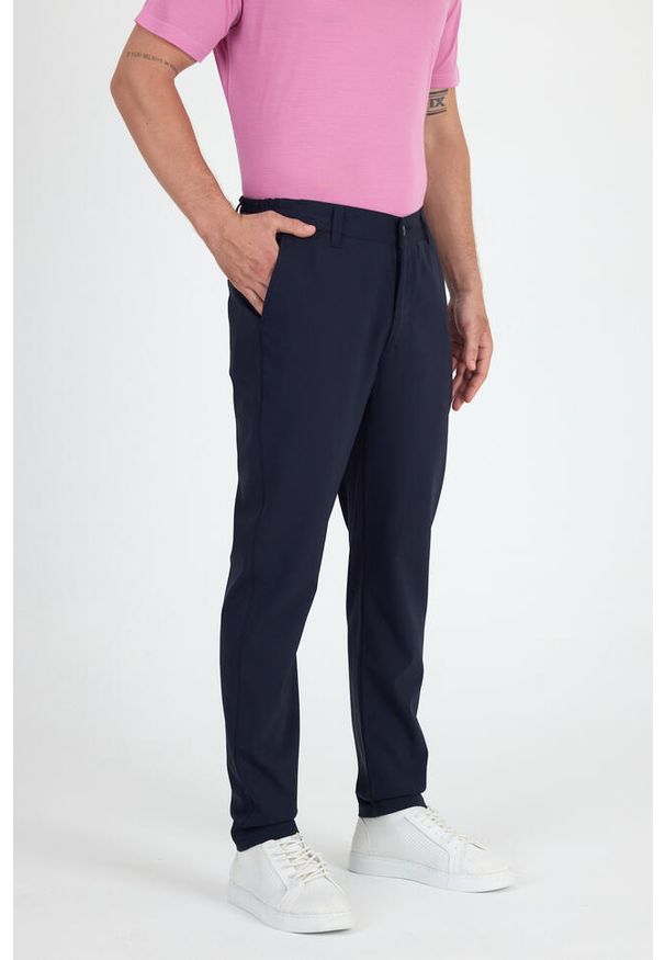 WOOLONA - Spodnie Chino Męskie Merino - Smart & Flex. Kolor: niebieski. Sezon: lato. Sport: turystyka piesza