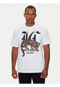 Just Cavalli T-Shirt 77OAHA02 Biały Regular Fit. Kolor: biały. Materiał: bawełna