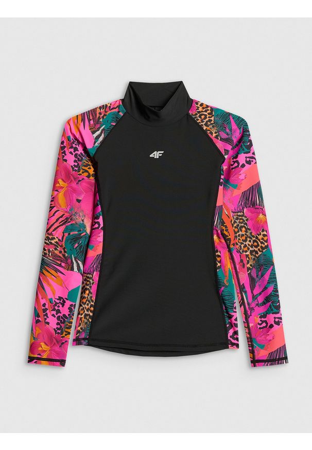 4f - 4F Top do pływania z nadrukiem damski - multikolor XXL. Typ kołnierza: kołnierzyk stójkowy. Kolor: wielokolorowy. Materiał: materiał, skóra, włókno. Długość: długie. Wzór: nadruk. Sport: pływanie