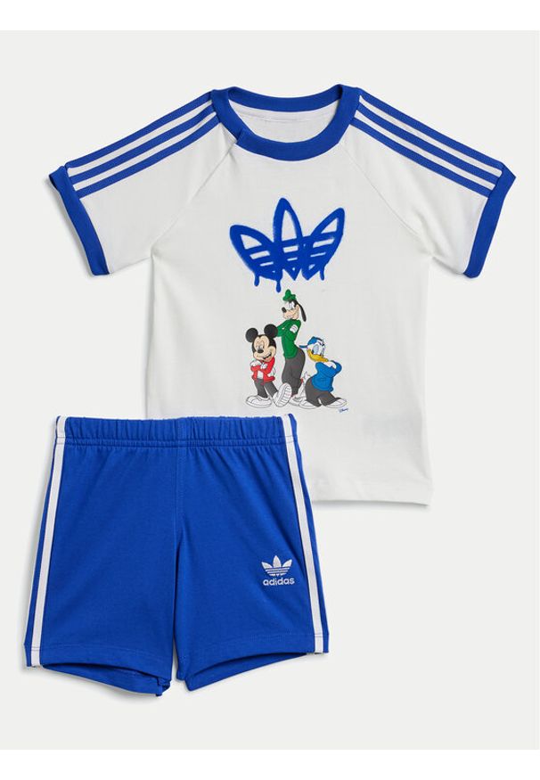Adidas - adidas Komplet t-shirt i spodenki Disney Mickey Mouse IX6426 Niebieski Regular Fit. Kolor: niebieski. Materiał: bawełna. Wzór: motyw z bajki
