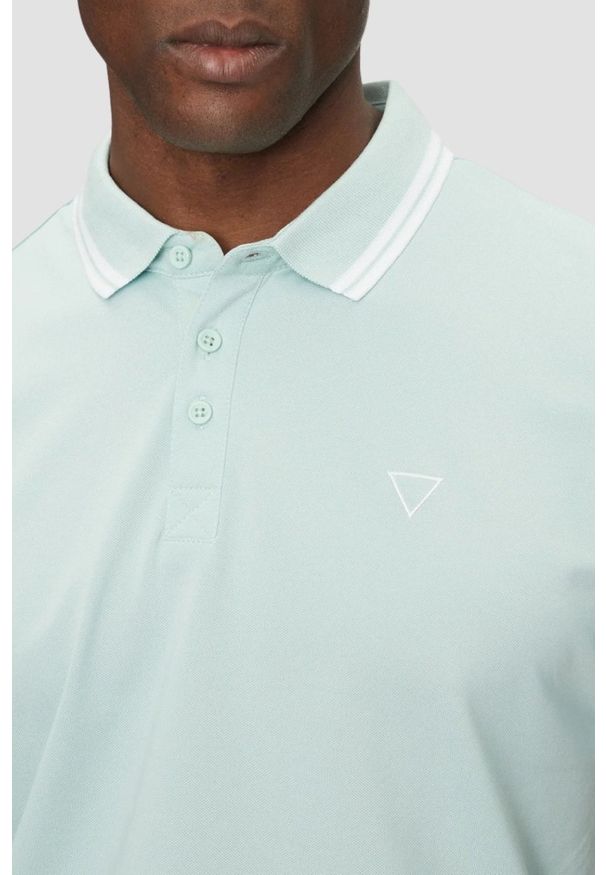 Guess - GUESS Zielone męskie polo Pique, Rozmiar M. Typ kołnierza: polo. Kolor: zielony
