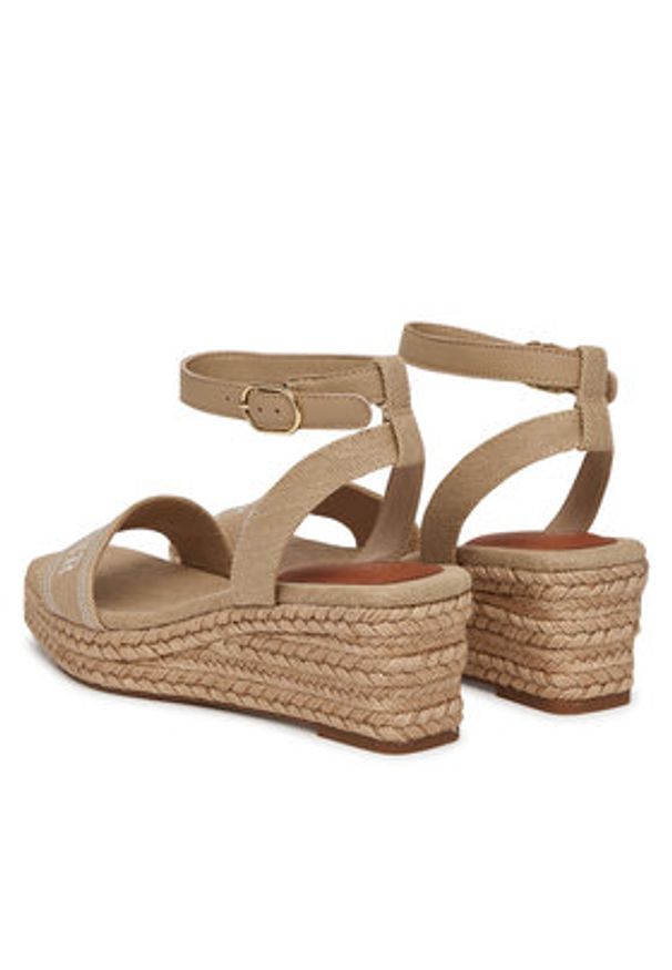 TOMMY HILFIGER - Tommy Hilfiger Espadryle Tommy Hilfiger Espad Mid Wedge FW0FW08805 Beżowy. Kolor: beżowy. Materiał: materiał