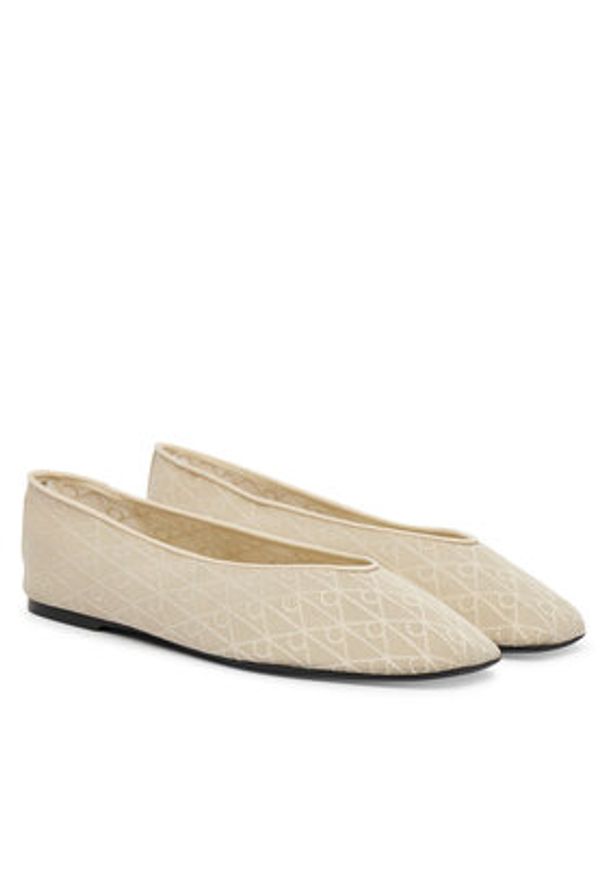 Calvin Klein Baleriny Square Ballerina Aop Mesh HW0HW02937 Écru. Kolor: kremowy. Materiał: materiał