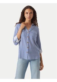 Vero Moda Koszula Bumpy 10275283 Niebieski Regular Fit. Kolor: niebieski. Materiał: wiskoza