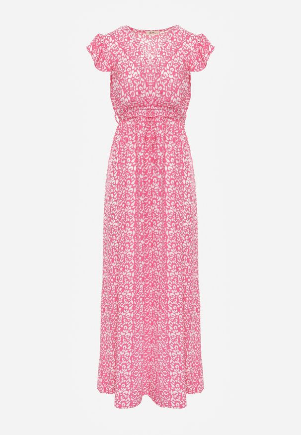 Renee - Różowa Sukienka z Wiskozy Appamene. Typ kołnierza: dekolt kopertowy. Kolor: różowy. Materiał: wiskoza. Wzór: nadruk. Typ sukienki: kopertowe. Długość: maxi